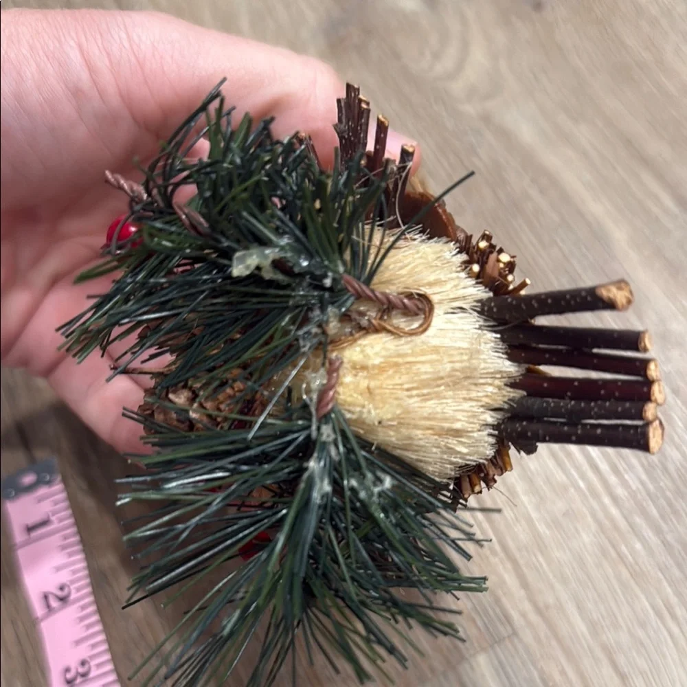 Rustic Owl Christmas Holiday Ornament- natural fiber pinecone Woodland Decor